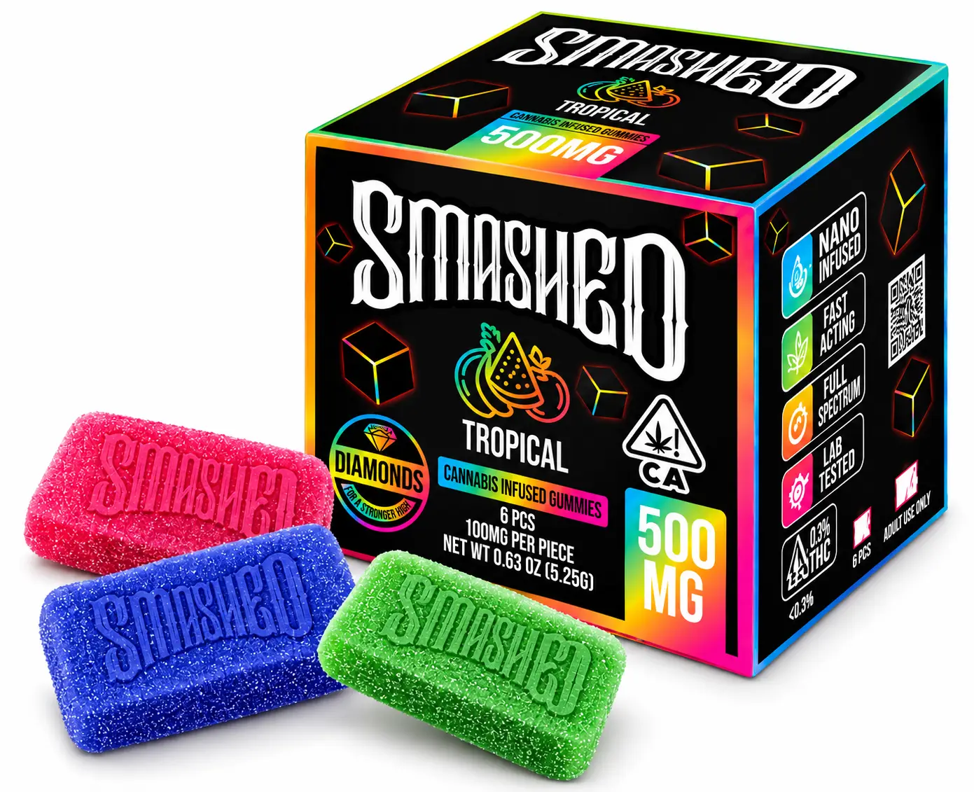 *NEW BRAND* SMASHED 500mg Liquid Diamond Infused Nano Gummy 100mg per serving